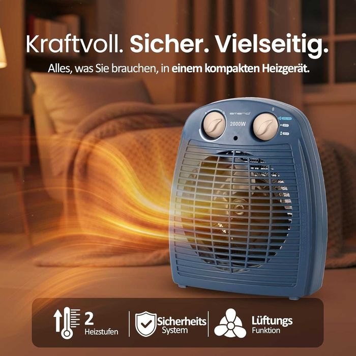 EMERIO FH Вентилаторна печка 2000W Малка, лека, компактна, преносима,