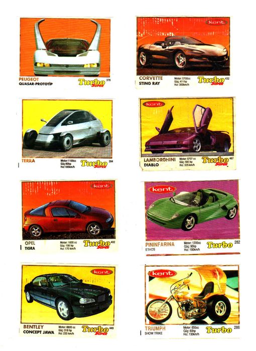 Вкладыши TURBO СПЕШИТЕ ОСТАЛОСЬ 52 штуки Вкладыши от жвачки TURBO