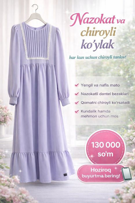 9 yoshli qizlar uchun tayyor koʻylak