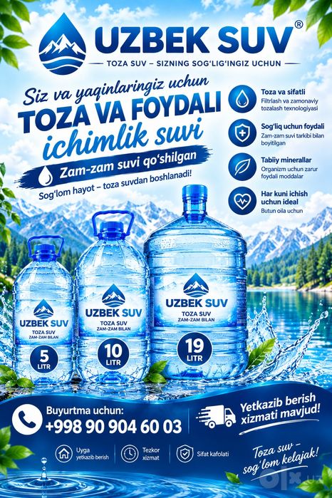 Uzbek suv 5,10,19 litrda