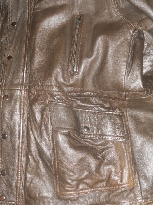 Geacă din piele naturală marca IPM Târgu Mureș®, nouă, lungă, de iarnă