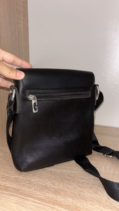 Borsetă G ucci black , green-red strap