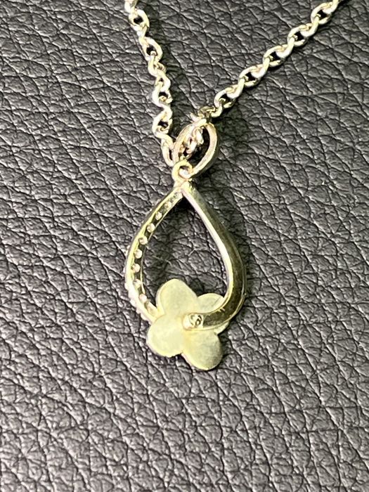Бяло Злато синджир висулка медальон циркон zlaten 14 K 585 gold