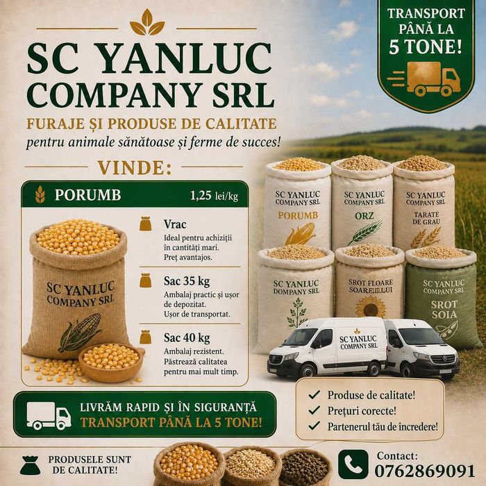 Vand PORUMB productie 2025 sac/vrac