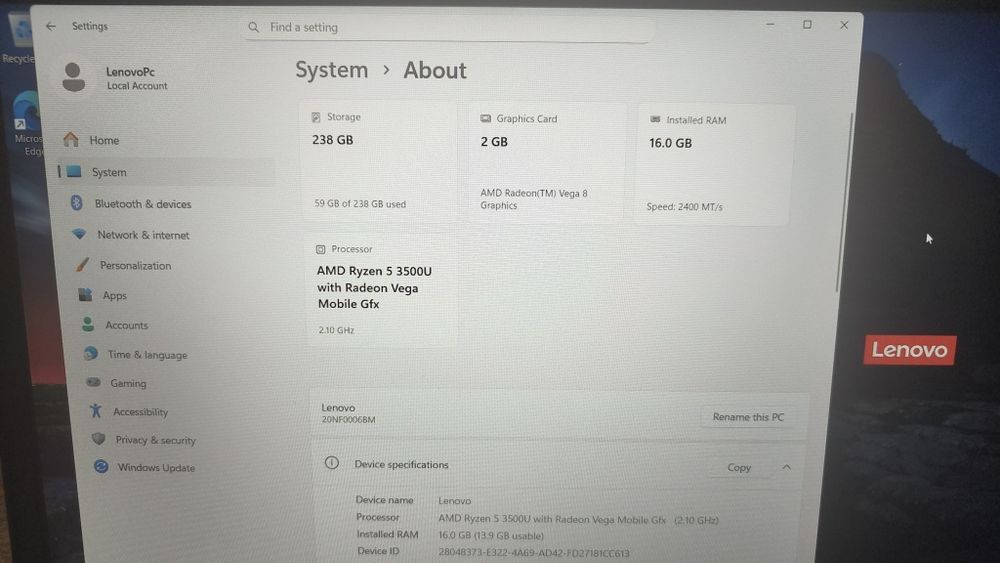 Лаптоп Lenovo Thinkpad E595