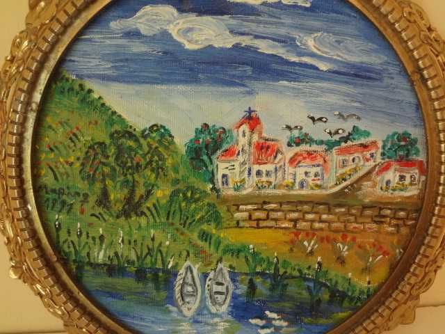 Овална картина с бронзова рамка