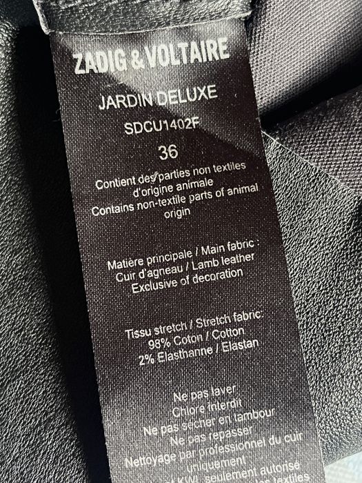 Zadig & Voltaire Deluxe, fustă neagră, 100% piele foarte fină de miel