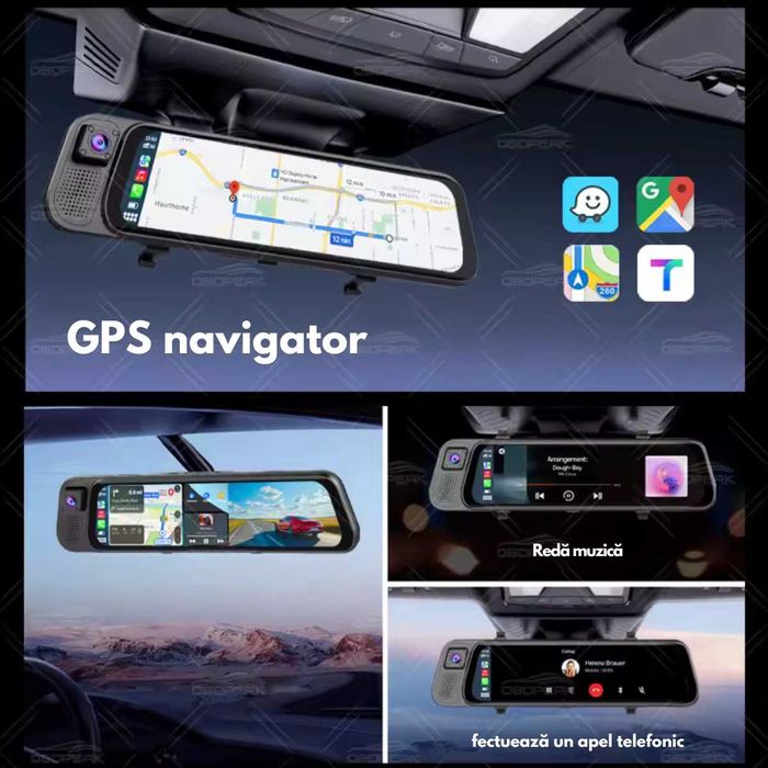 Camera de bord Auto tip Oglinda,Navigatie Auto Carplay si Android auto