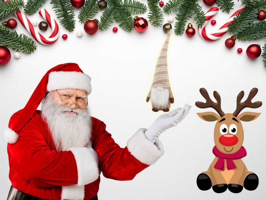 Gnom de craciun cu barba si caciula modelabila 48cm spiridus plus maro