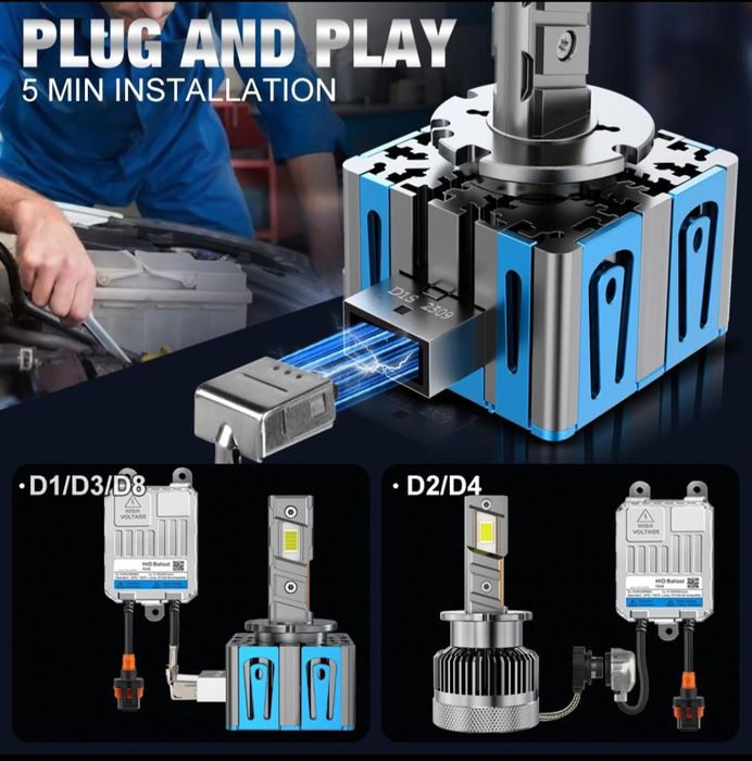 Becuri LED D2S D2R  Canbus  12V-24V  60000LM set 2buc