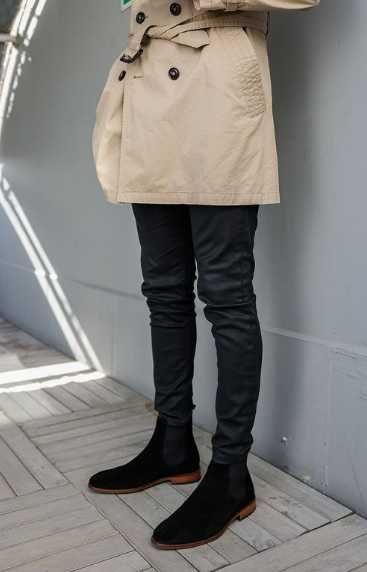 Ghete chelsea 39 39.5 cap toe brogue suede Mahon NOI piele naturala