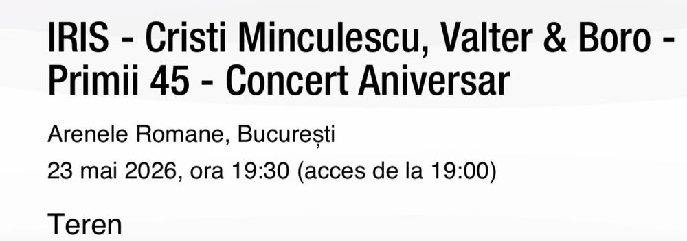2 bilete Iris 23 mai Arenele Romane