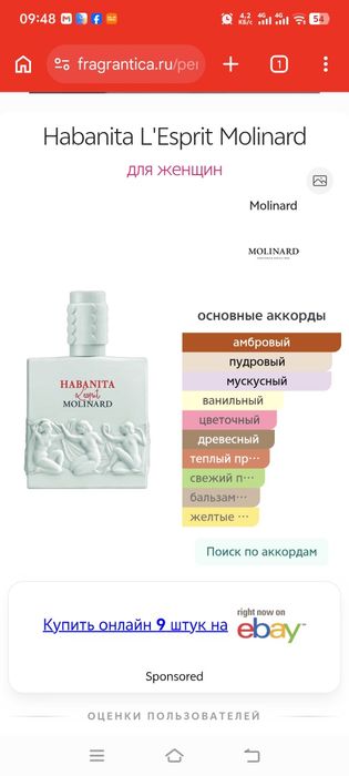 Продам парфюм Molinard Habanita