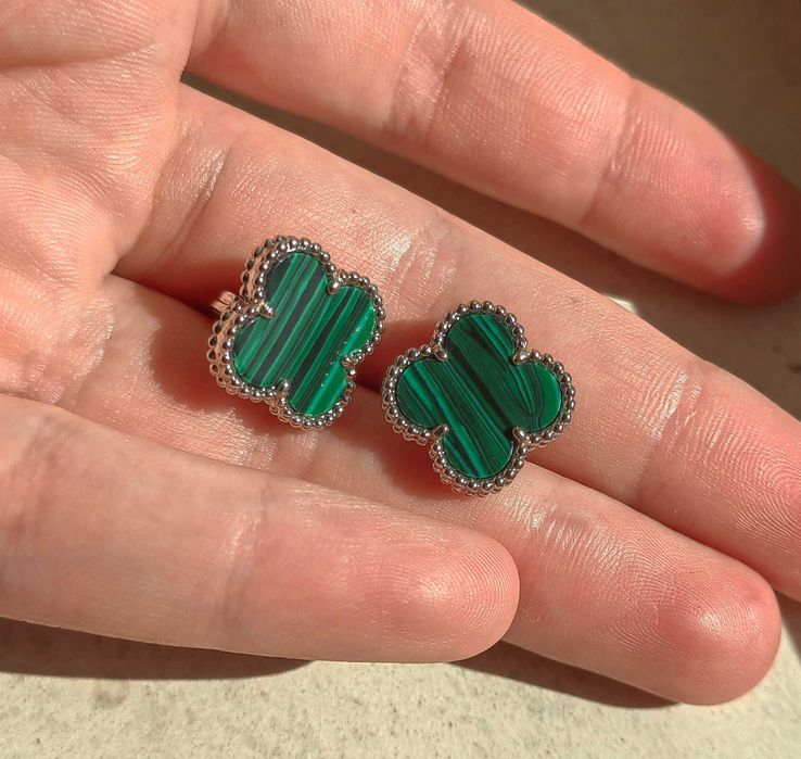 Златни дамски обеци със зелен малахит - Van Cleef & Arpels VCA