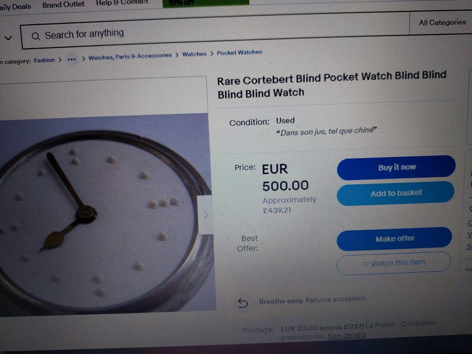 RRR Omega pocket watch/Омега произведен за незрящи хора