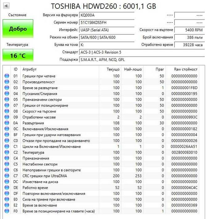 Хард диск Toshiba P300 6TB / 3.5" / SATA / HDD