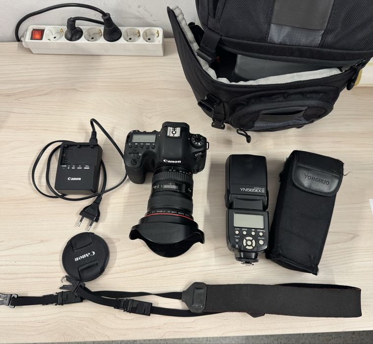 Vând pachet foto full-frame Canon EOS 6D Mark II + obiectiv L + blitz