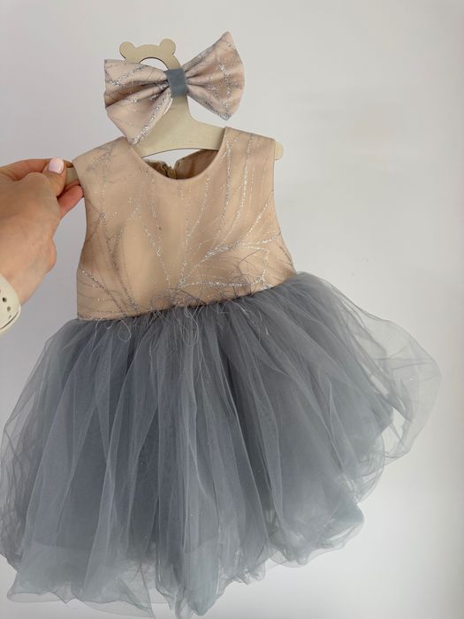 Бебешка рокля, панделка за коса и ръкави