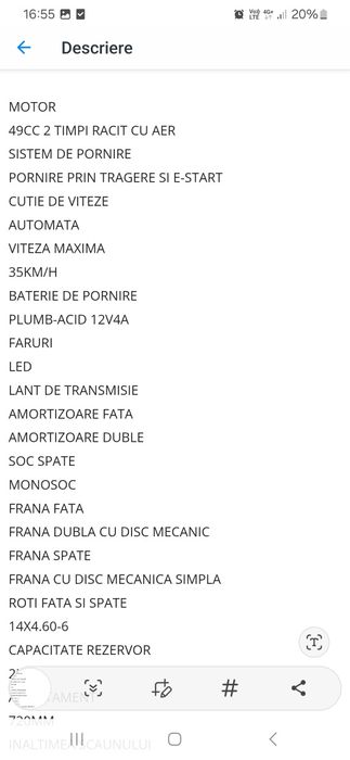 Atv  copii 49cc  in 2 timp