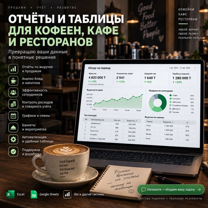 Отчеты для кофеен/кафе/ресторанов