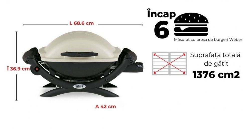 Gratar  gaz weber nou  Q1000  cu adaptor butelie normala