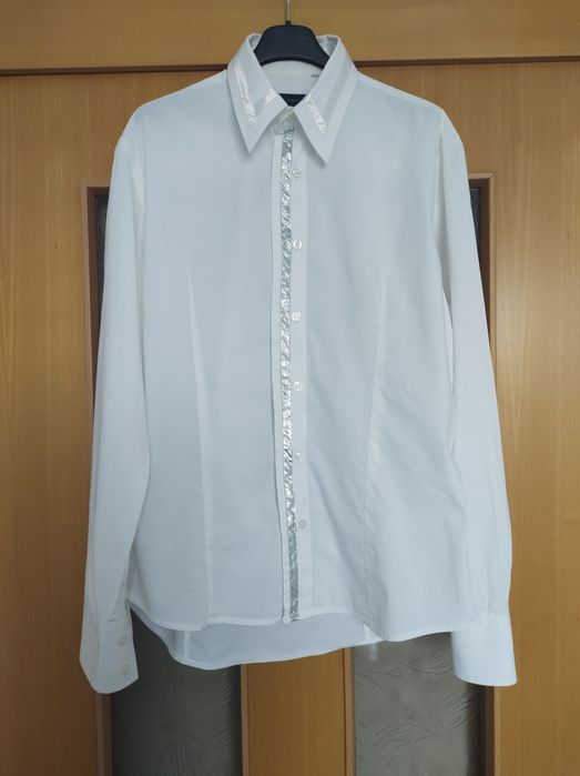 Camasa Alba Eleganta Bumbac Elastic Pense Unisex Barbati Femei