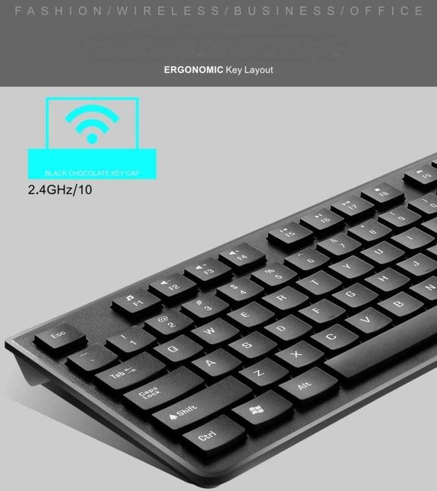 Бизнес безжични Wireless клавиатура и оптична мишка