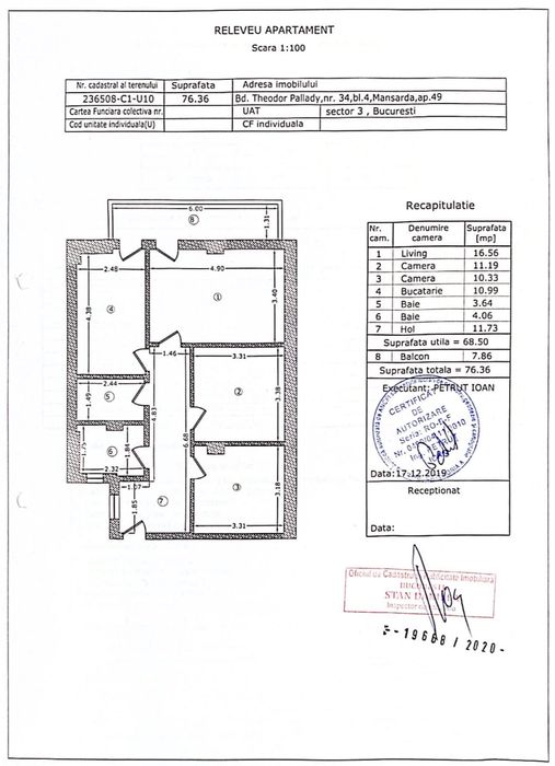 Apartament 3 camere, 2 băi, 69mp utili, Theodor Pallady, 2019