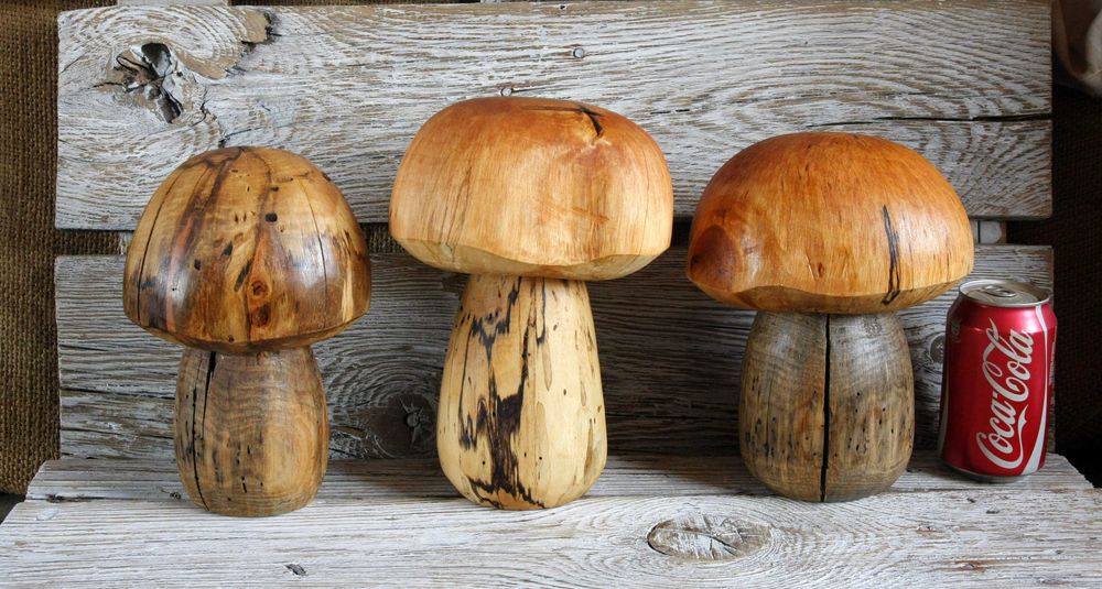 Гъби от дърво , ръчна изработка , дървени гъбки - декорация за дома