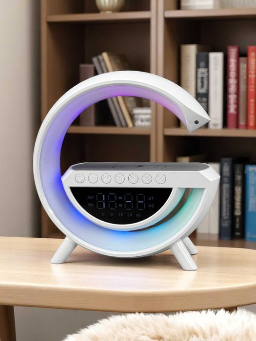 Настольная Bluetooth колонка с беспроводной зарядкой LED Wireless