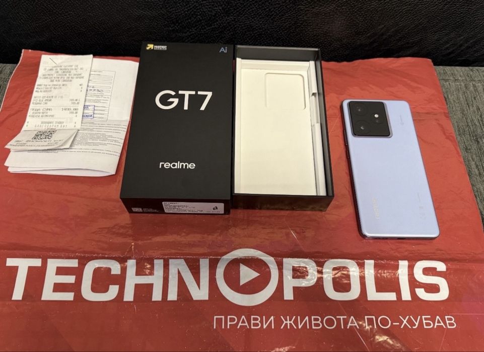 КАТО НОВ 512GB Realme GT7 Гаранция Technopolis 2027г. Blue GT 7