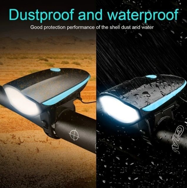 Far lanterna LED 250 lm 2 în 1 sonerie Usb120 db ghidon bicicleta trotineta cursiera mtb 1200 mAh