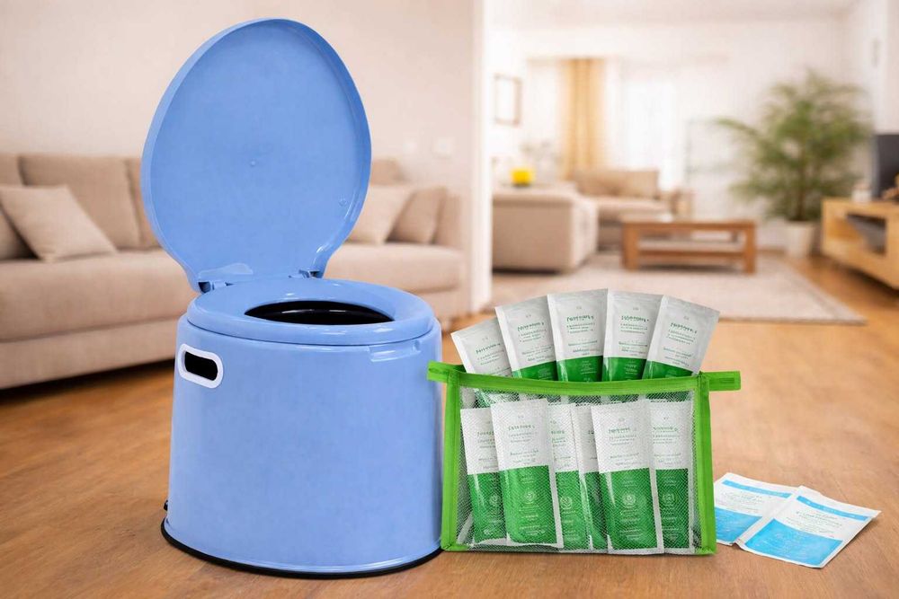 Преносима тоалетна – комплект с абсорбиращ прах