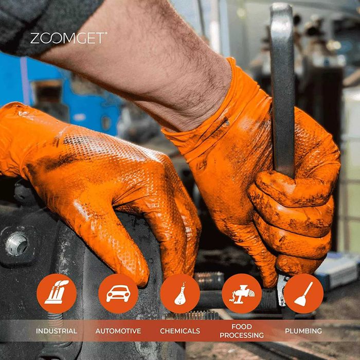 Дебели и плътни АВТОСЕРВИЗНИ нитрилни ръкавици ДИАМАНТЕНА ТЕКСТУРА