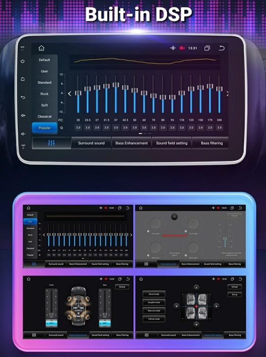 Navigatie Android universala 1DIN cu ecran 10" rotativ 360°.