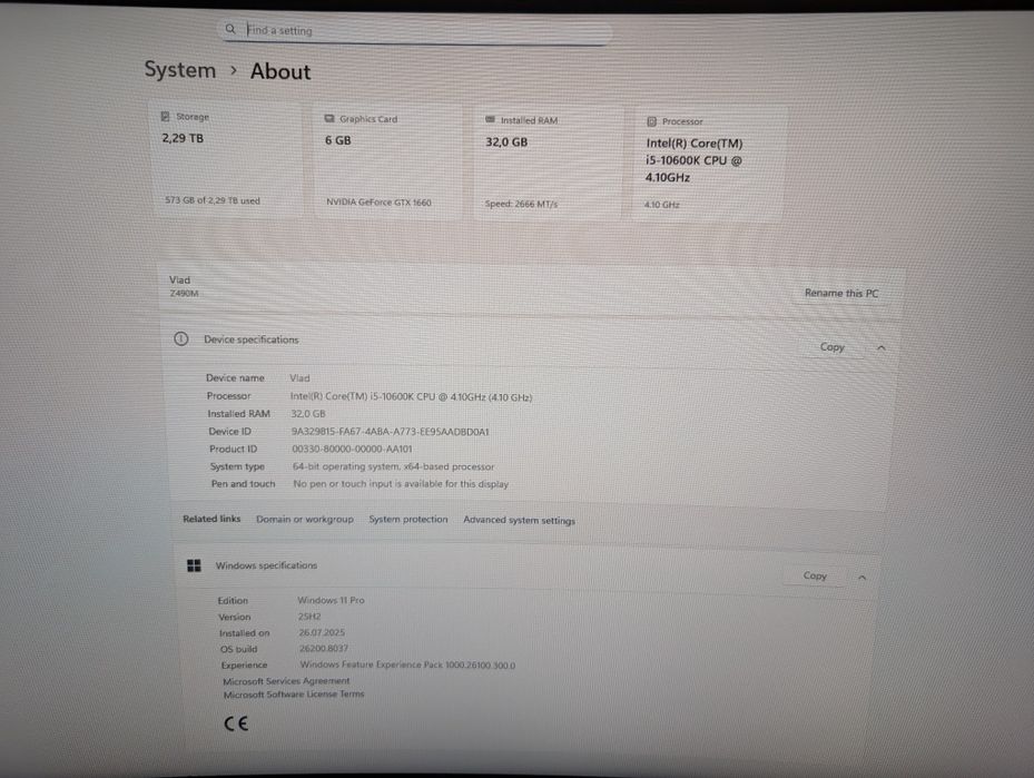 PC Gaming: i5-10600k, 32GB DDR4, GTX 1660, Z490M, 512GB SSD + 2TB HDD