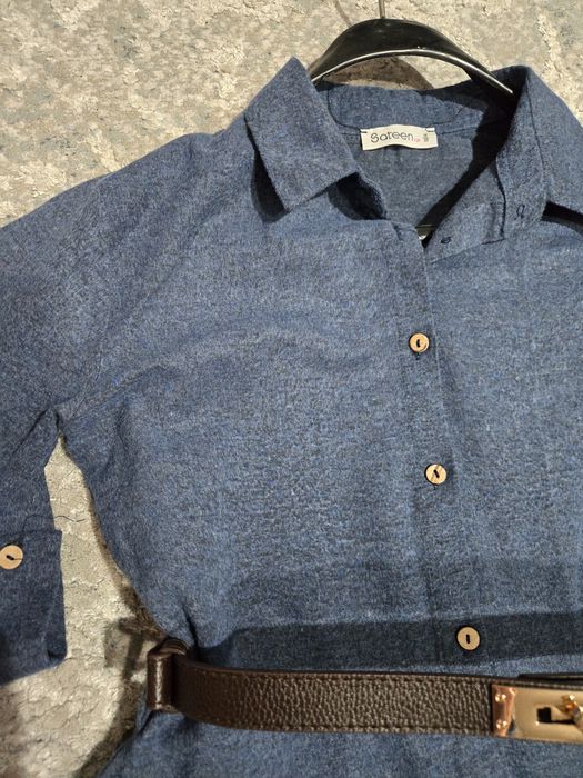 Пролетна памучна синя рокля