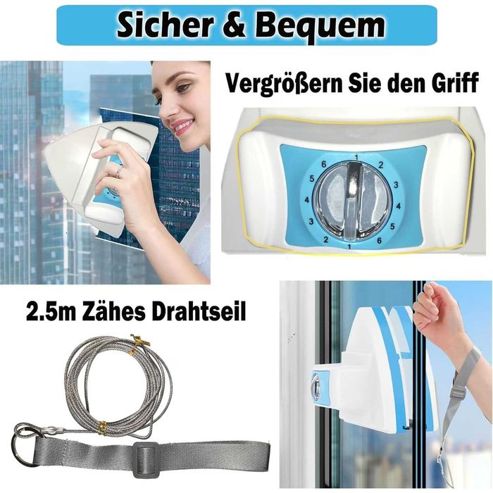 Нова магнитна чистачка за прозорци ZUNSEAT, за стъклопакети 8-40 мм