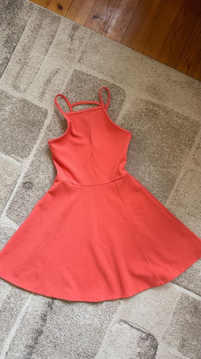 Оранжева дамска рокля H&M с гол гръб