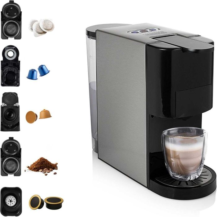 Кафемашина с Капсули Princess 5 в 1, Nespresso, Dolce Gusto, Lavazza a Modo Mio, Мляно Кафе & ESE, 1450W 19бар Италианска Помпа