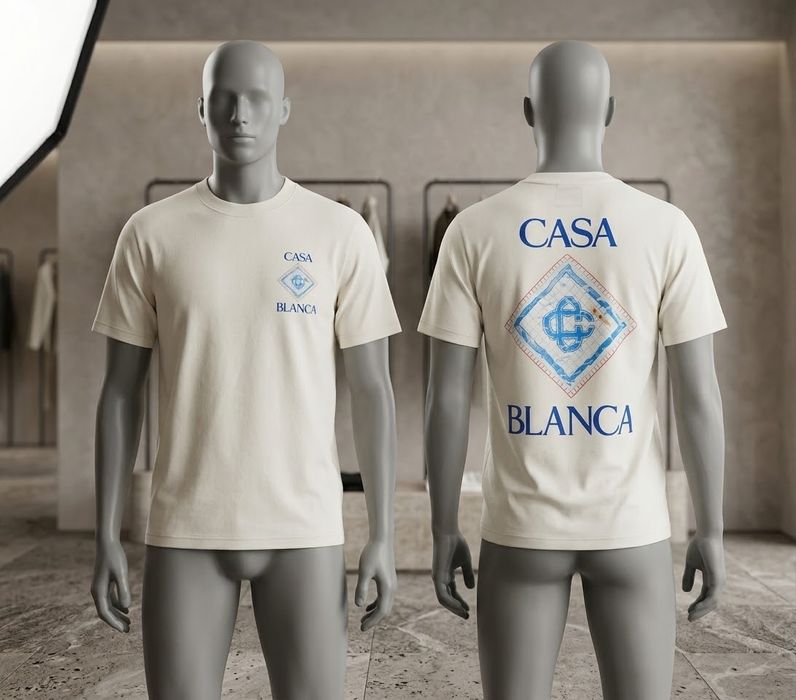 Tricou Casablanca – Alb Design Icon (Față & Spate)