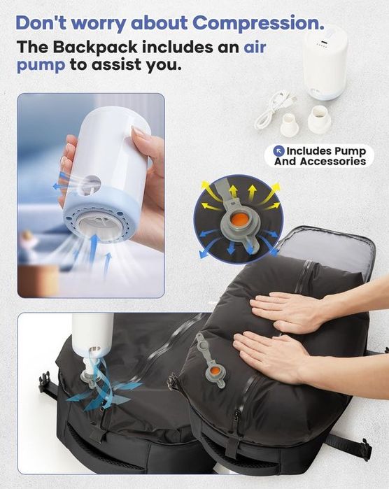 Rucsac bagaj de calatorie mic pentru avion cu pompa vacum