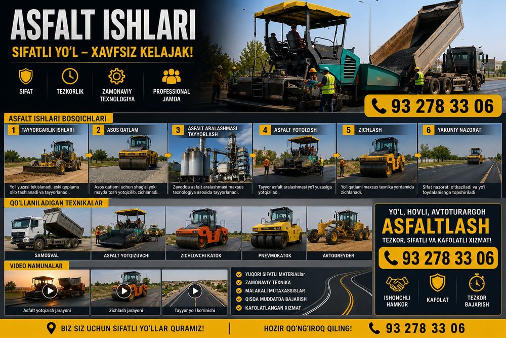 Asfalt Toshkent uz sifat va kafolatli