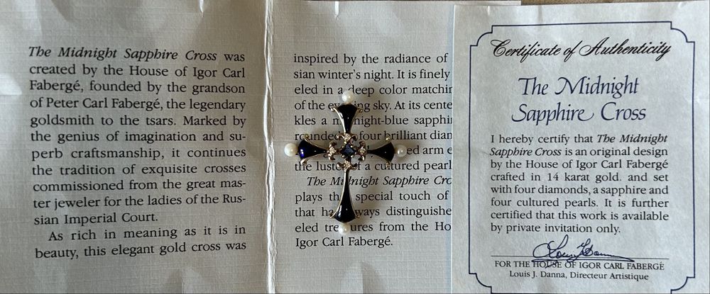 Cruciuliță Faberge, aur 14K, email, diamante