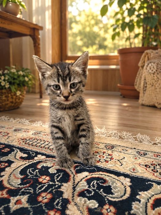 Котята к лотку приучены,2 девочки черные, 1 полосатый мальчик.