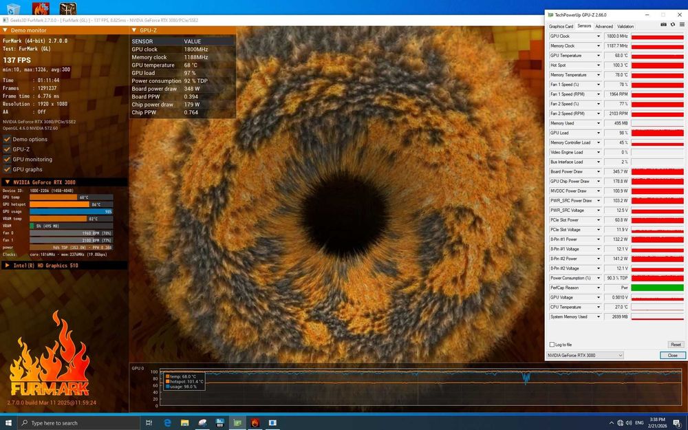 Видеокарта Geforce RTX3080 GAMING OC 10GD