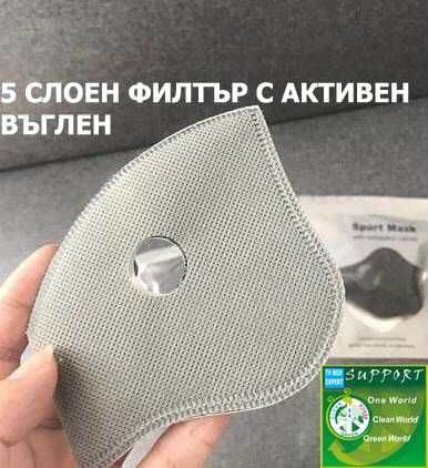 Защитна(предпазна)маска за лице+подарък:филтър с активен въглен,5 слоя