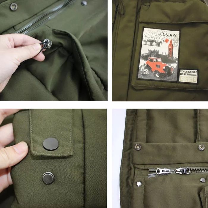 Geaca cu guler de blana naturala captusita cu puf