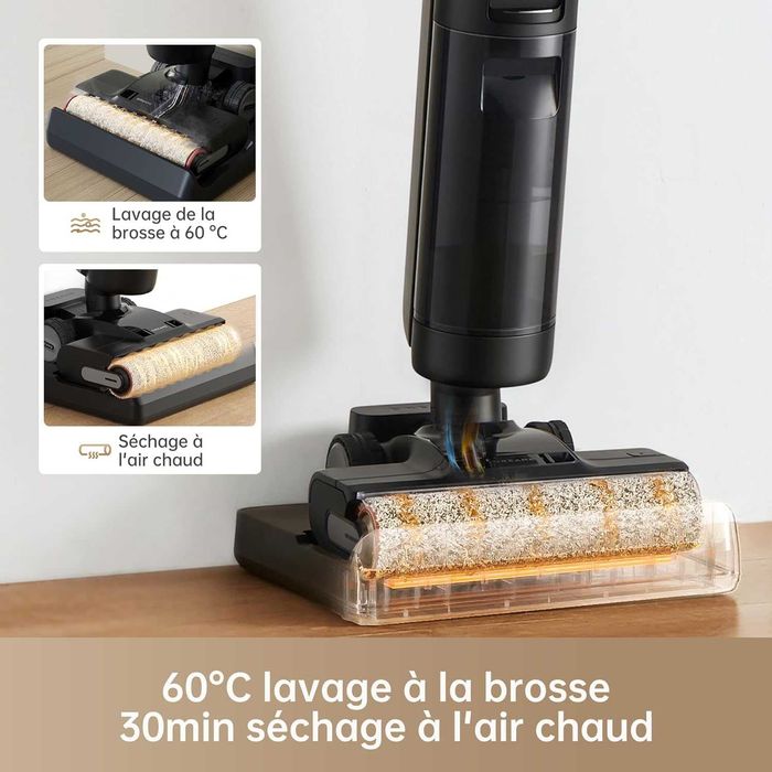 Вертикална прахосмукачка DREAME H13 Pro за сухо и мокро почистване, пране 60°C, сушене с горещ въздух 30 мин