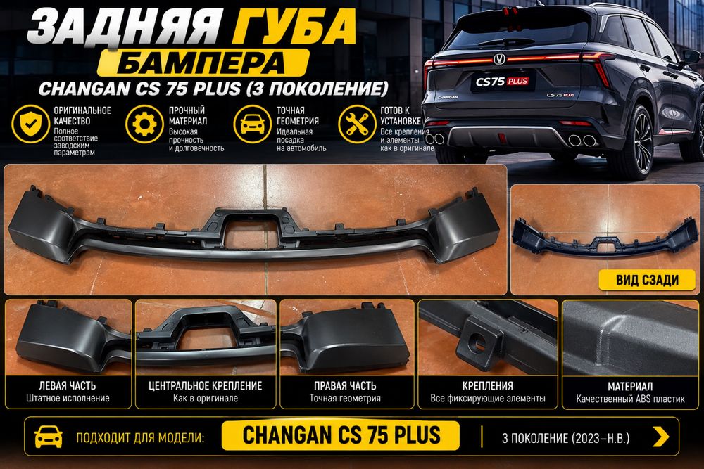 Changan Cs75 3 поколение губа бампера заднии